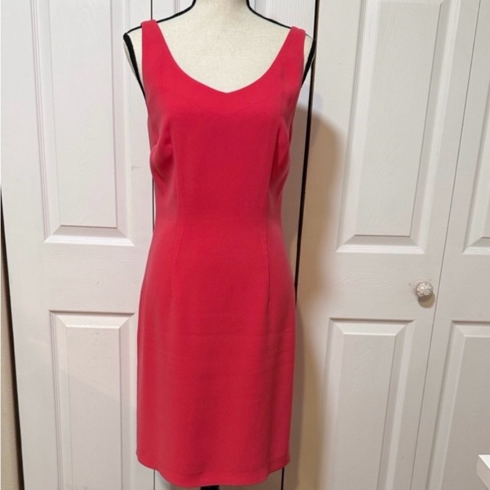 Georgiou Studio Coral/Pink Skirt Suit Set Size 6 Belted Jacket & Sheath Dress - Picture 2 of 3